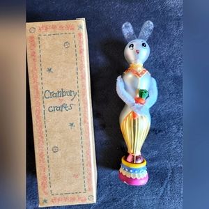 Cranbury Crafts Glass Easter Bunny Ribbit Figure Ornament